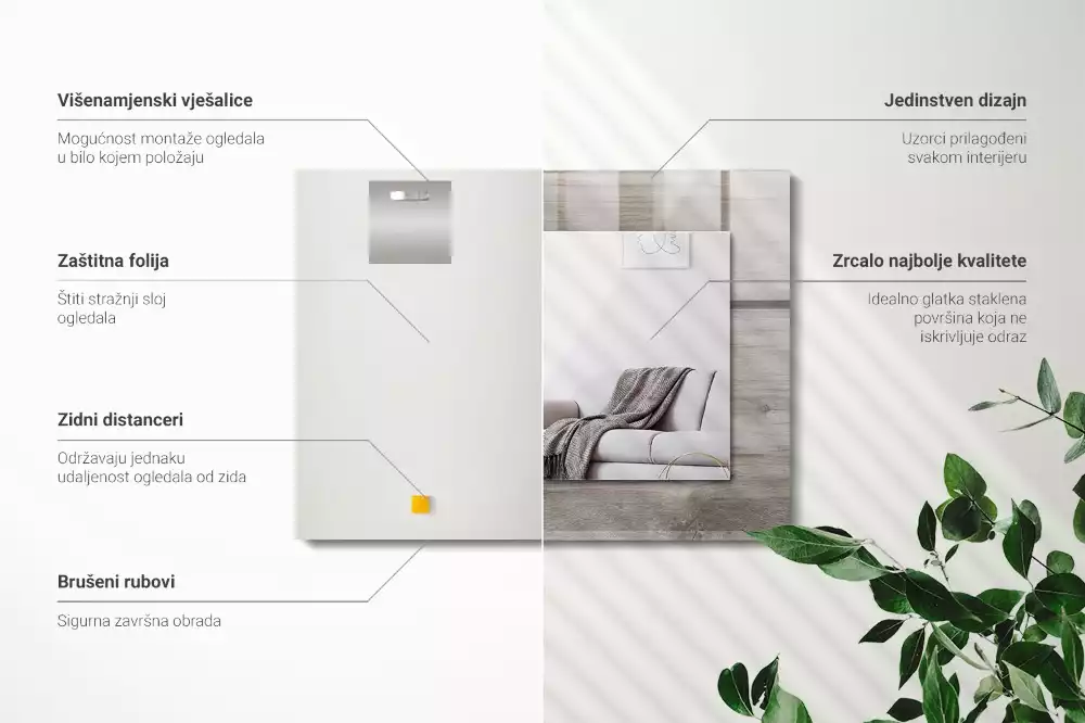 Lustro z nadrukiem prostokątne struktura deski drewnianej