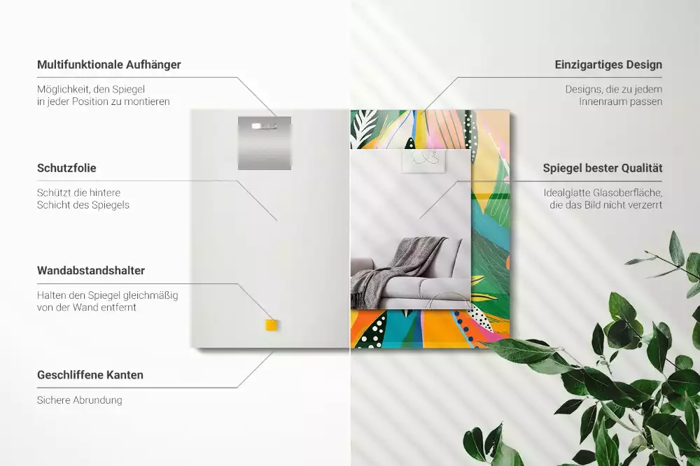 Lustro z nadrukiem prostokątne barwny deseń abstrakcyjny