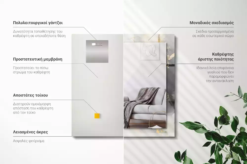 Lustro z nadrukiem prostokątne nowoczesna sztuka abstrakcyjna