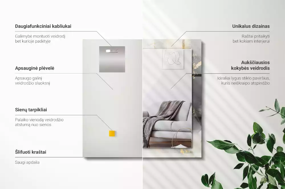 Lustro z nadrukiem prostokątne nowoczesna sztuka abstrakcyjna