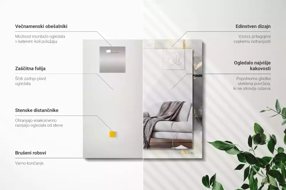 Lustro z nadrukiem prostokątne nowoczesna sztuka abstrakcyjna