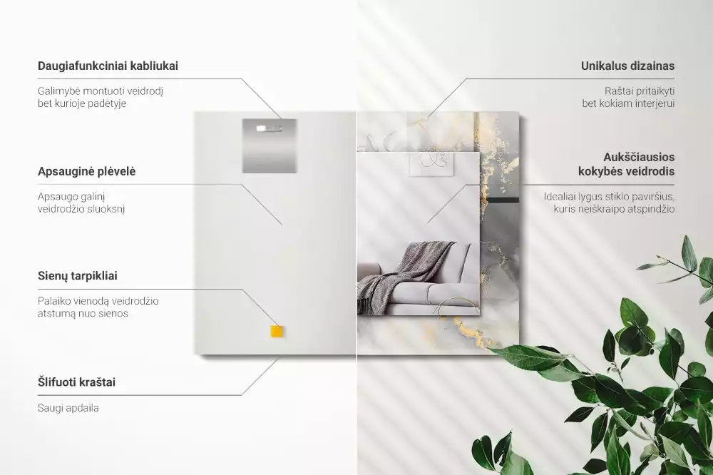 Lustro z nadrukiem prostokątne nowoczesna sztuka abstrakcyjna