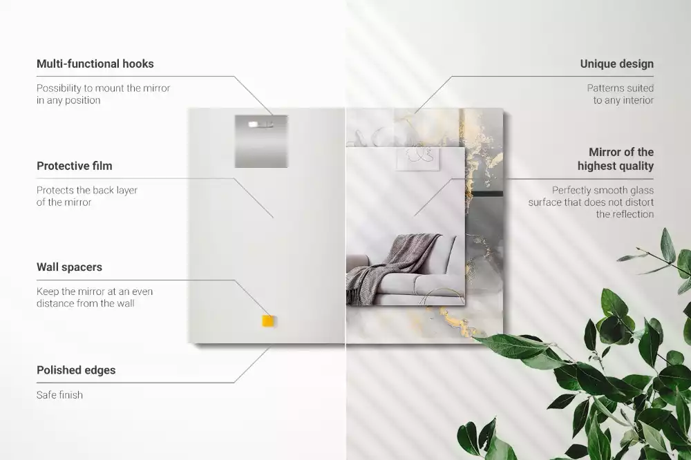 Lustro z nadrukiem prostokątne nowoczesna sztuka abstrakcyjna
