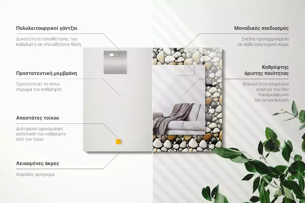 Lustro z nadrukiem dekoracyjne prostokątne struktura wzoru kamiennego