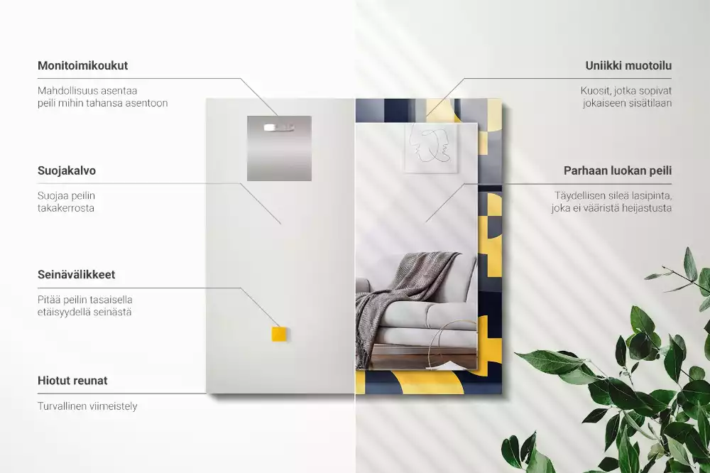 Lustro z drukowaną ramką prostokątne abstrakcyjny deseń geometryczny
