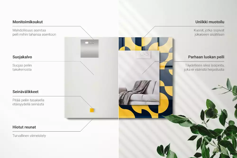 Lustro z drukowaną ramką prostokątne abstrakcyjny deseń geometryczny