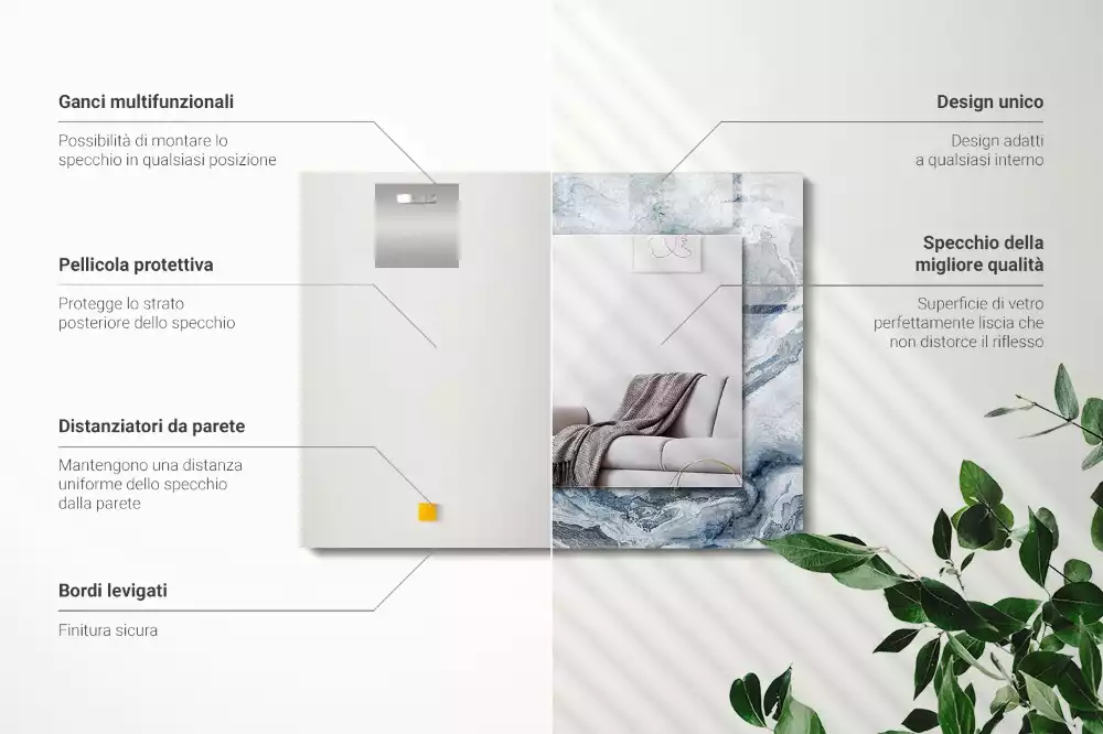 Lustro dekoracyjne prostokątne wieloodcieniowy marmur