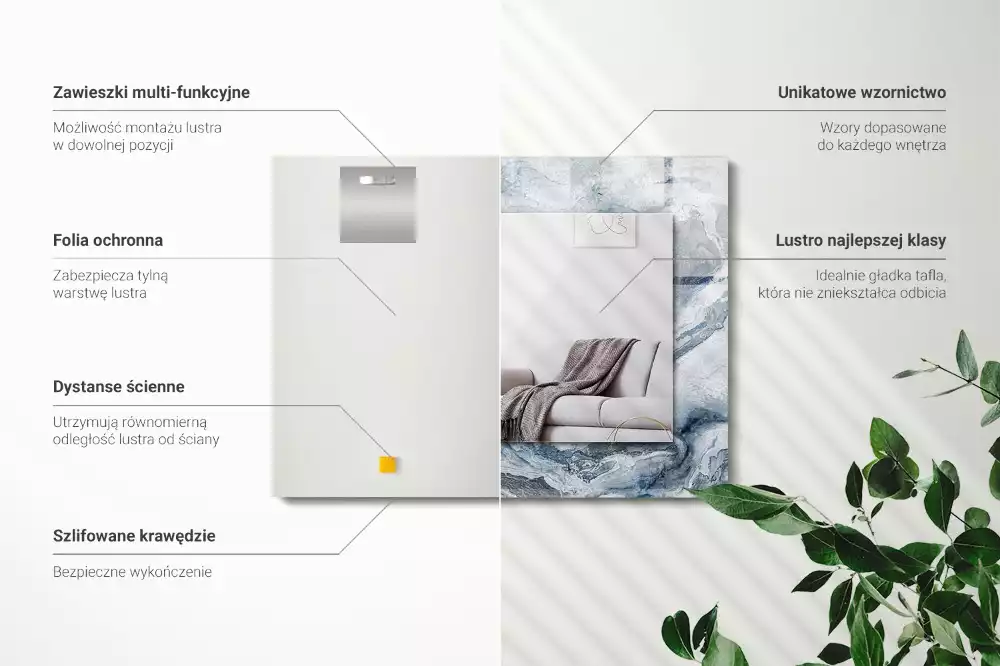 Lustro dekoracyjne prostokątne wieloodcieniowy marmur