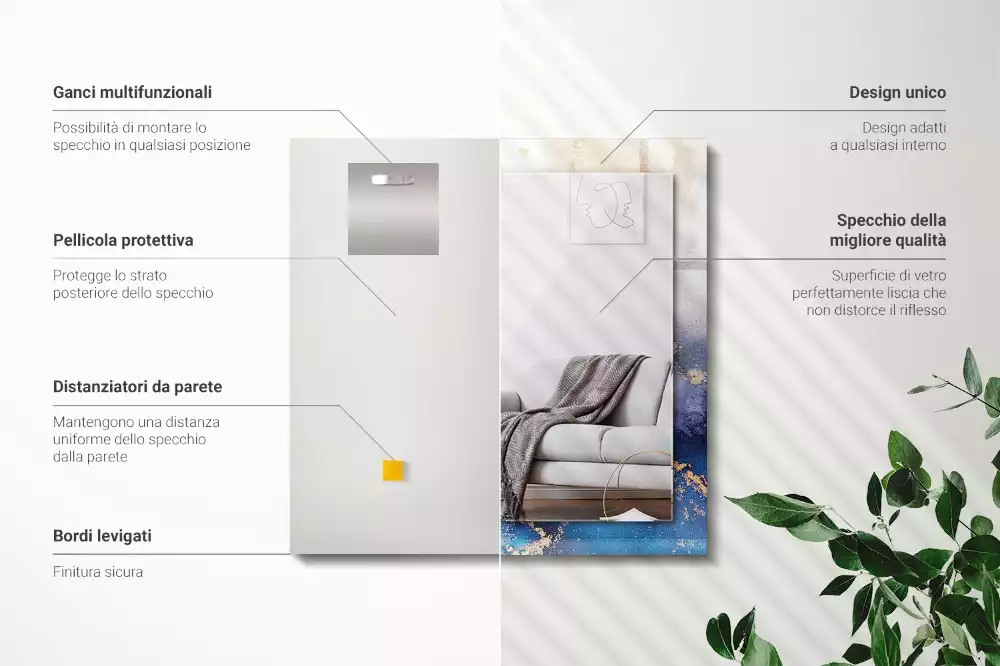 Lustro z nadrukiem prostokątne plastyczna sztuka abstrakcyjna