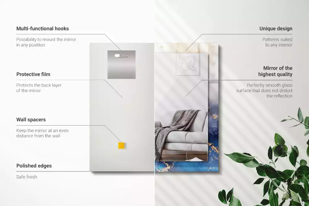 Lustro z nadrukiem prostokątne plastyczna sztuka abstrakcyjna