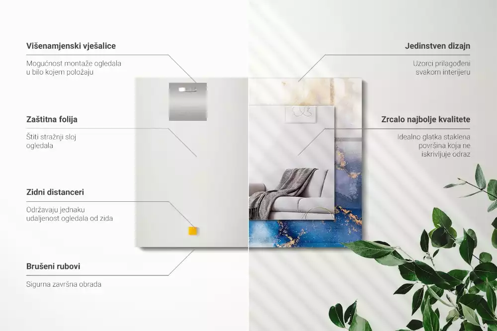 Lustro z nadrukiem prostokątne plastyczna sztuka abstrakcyjna