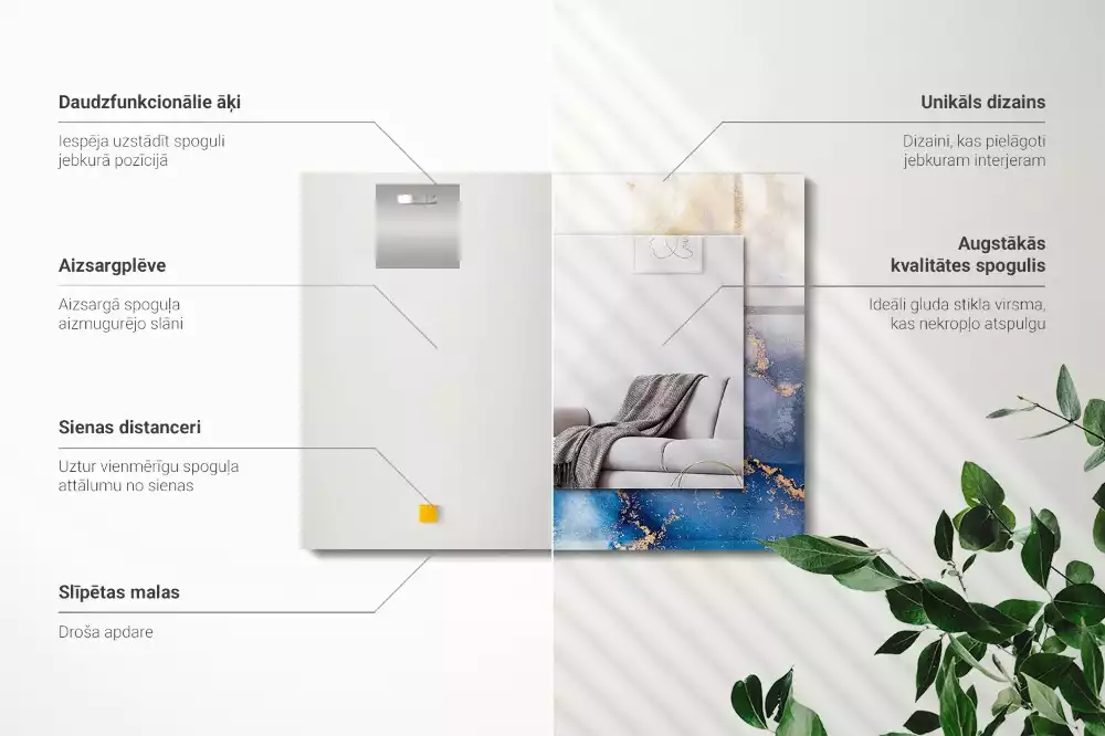 Lustro z nadrukiem prostokątne plastyczna sztuka abstrakcyjna