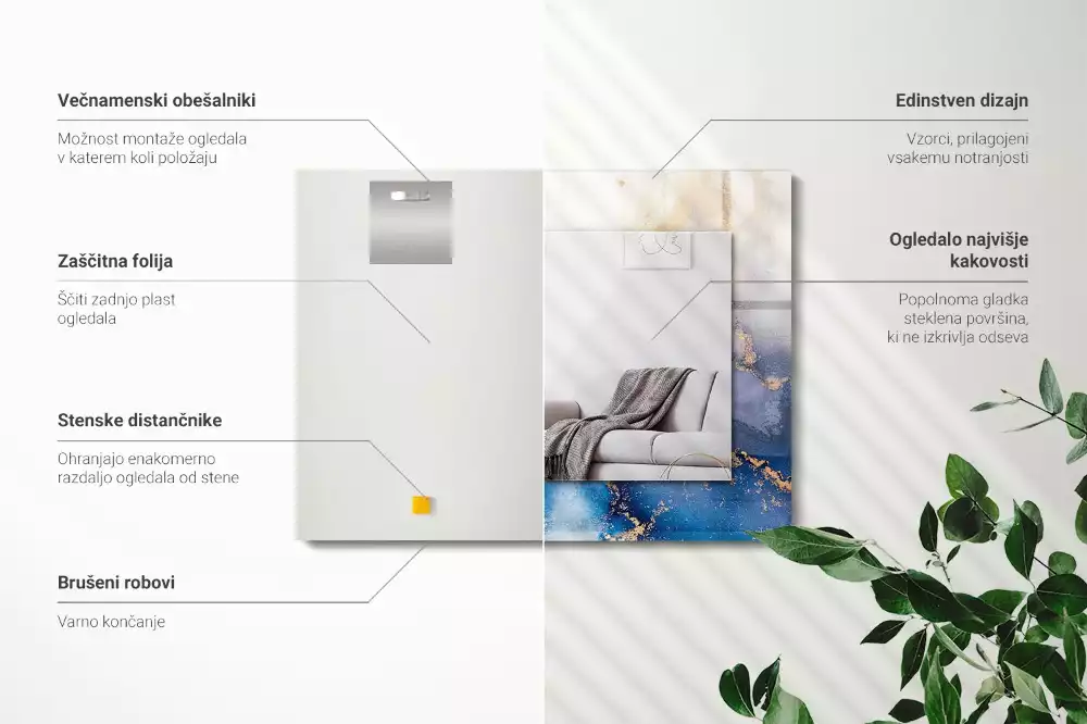 Lustro z nadrukiem prostokątne plastyczna sztuka abstrakcyjna