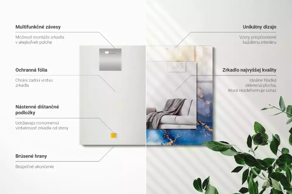 Lustro z nadrukiem prostokątne plastyczna sztuka abstrakcyjna