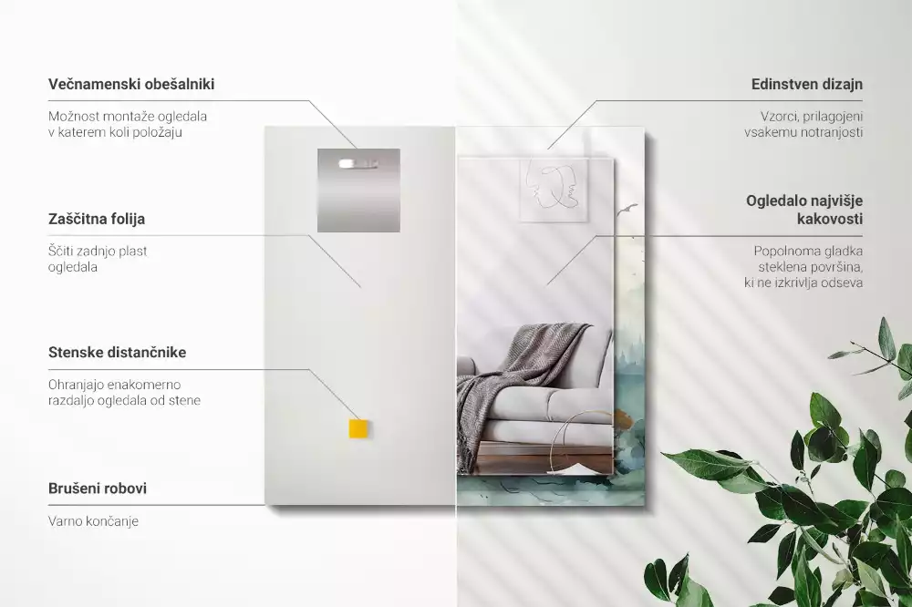 Lustro z nadrukiem prostokątne las spowity mgłą