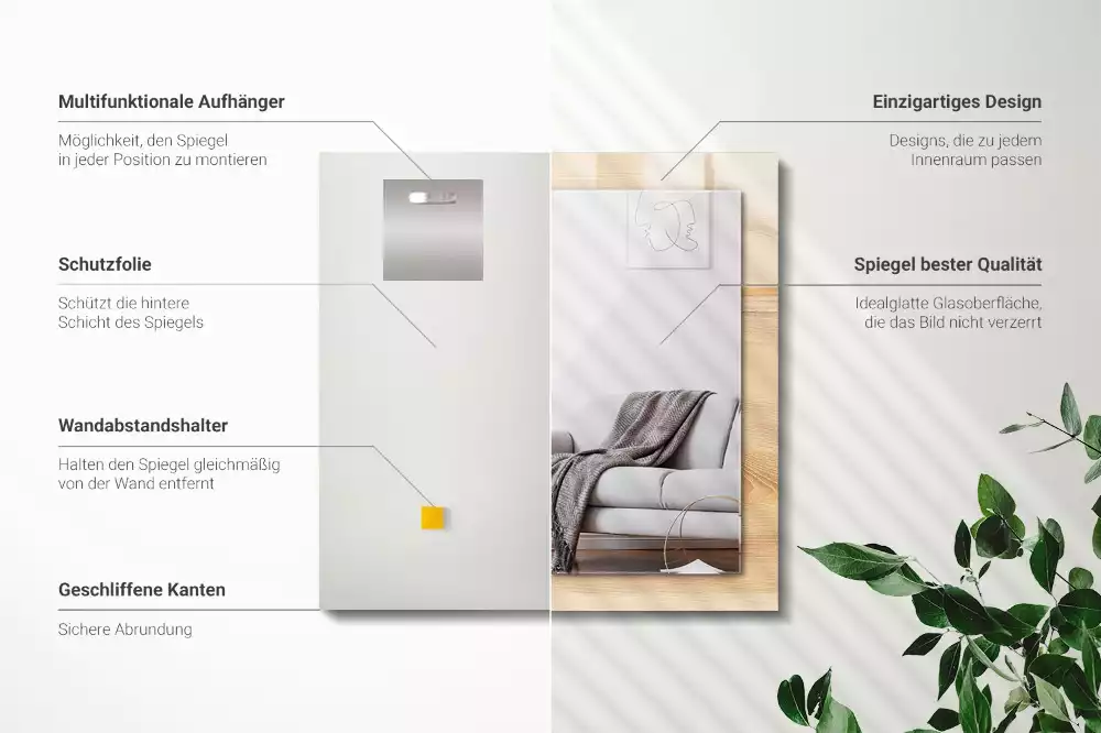 Lustro z drukowaną ramką prostokątne struktura deski drewnianej