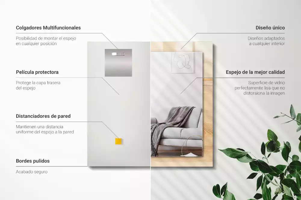 Lustro z drukowaną ramką prostokątne struktura deski drewnianej