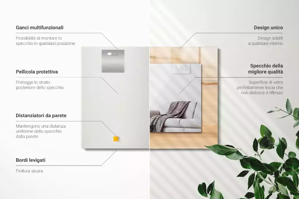 Lustro z drukowaną ramką prostokątne struktura deski drewnianej
