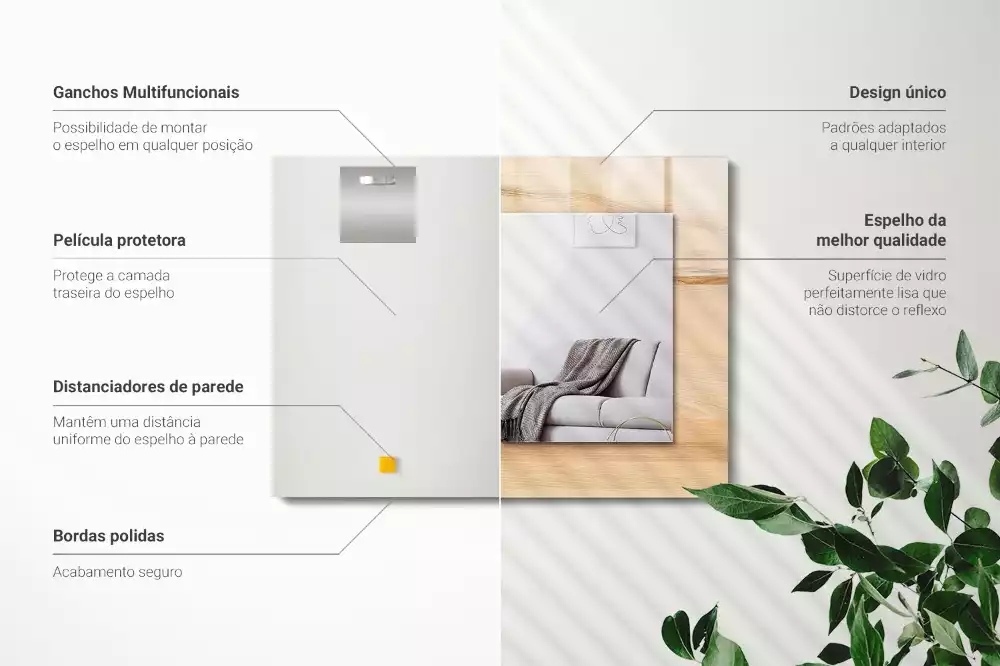 Lustro z drukowaną ramką prostokątne struktura deski drewnianej