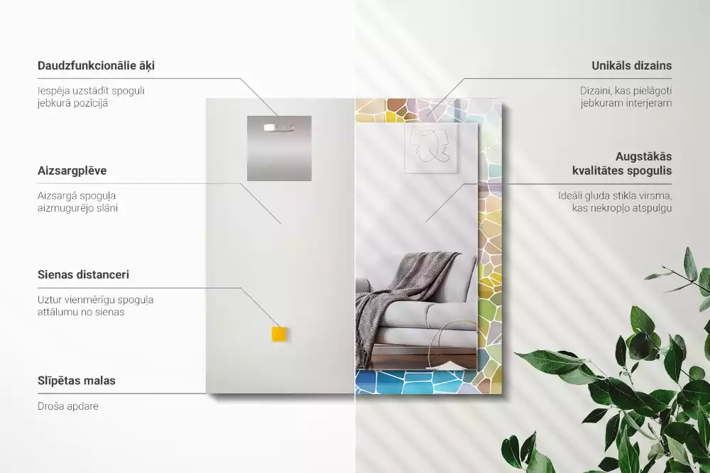Lustro dekoracyjne prostokątne barwna mozaika abstrakcyjna