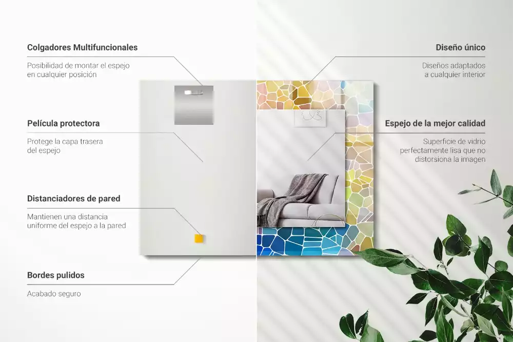 Lustro dekoracyjne prostokątne barwna mozaika abstrakcyjna