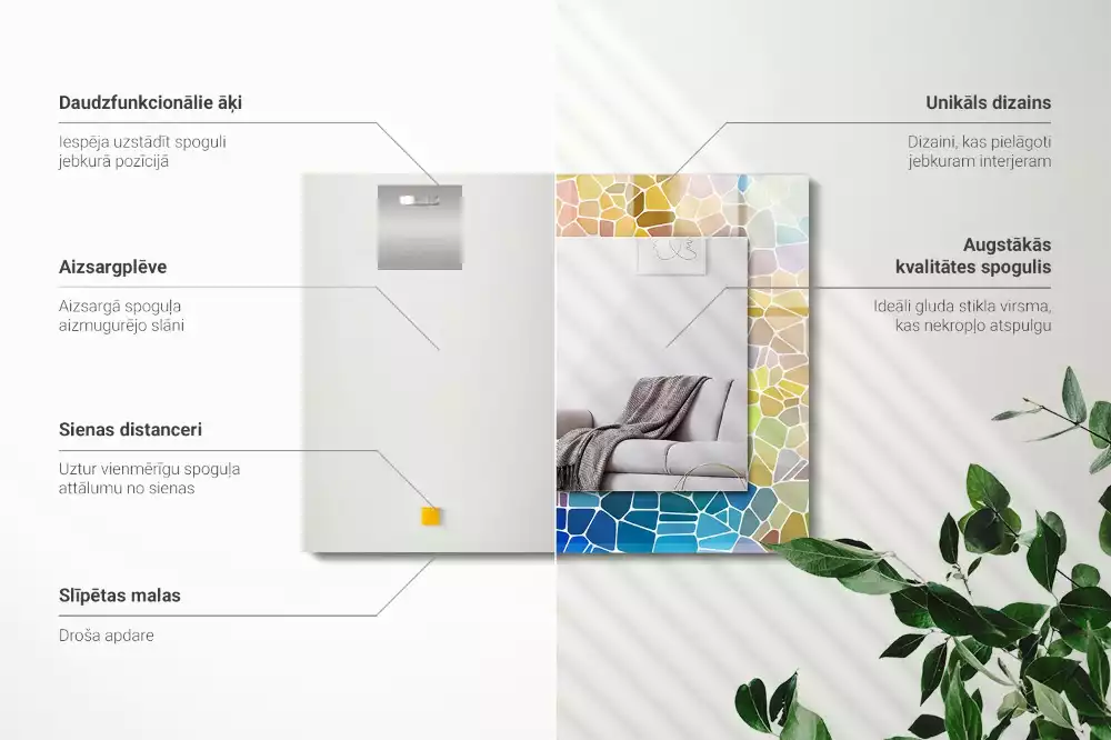 Lustro dekoracyjne prostokątne barwna mozaika abstrakcyjna