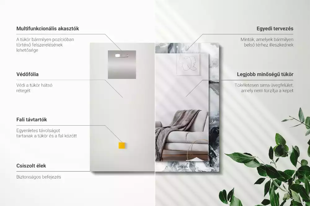 Lustro z nadrukiem prostokątne abstrakcyjna kompozycja malarska
