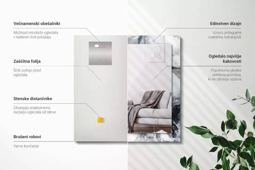 Lustro z nadrukiem prostokątne abstrakcyjna kompozycja malarska