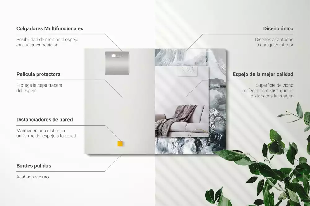 Lustro z nadrukiem prostokątne abstrakcyjna kompozycja malarska