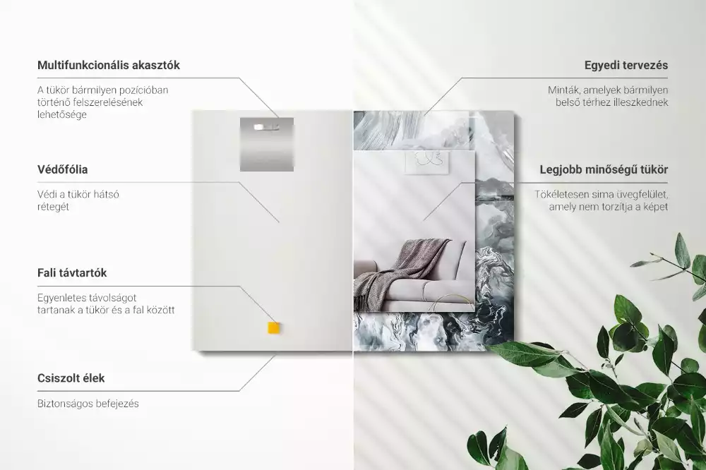 Lustro z nadrukiem prostokątne abstrakcyjna kompozycja malarska