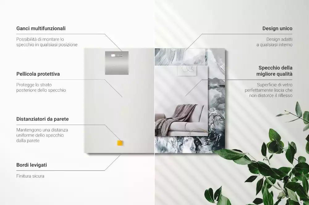 Lustro z nadrukiem prostokątne abstrakcyjna kompozycja malarska