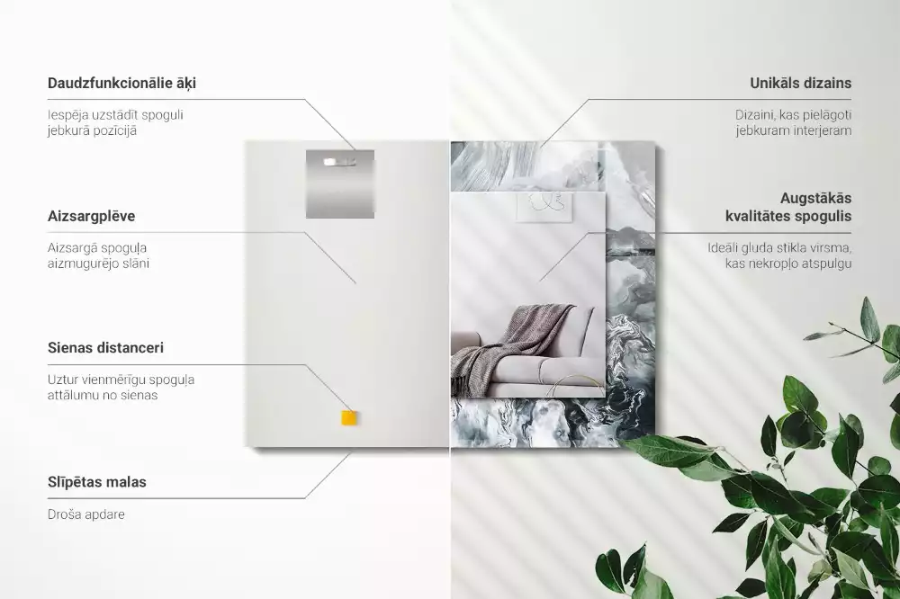 Lustro z nadrukiem prostokątne abstrakcyjna kompozycja malarska