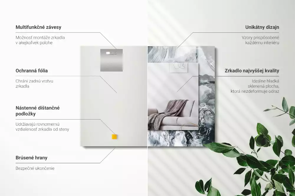 Lustro z nadrukiem prostokątne abstrakcyjna kompozycja malarska