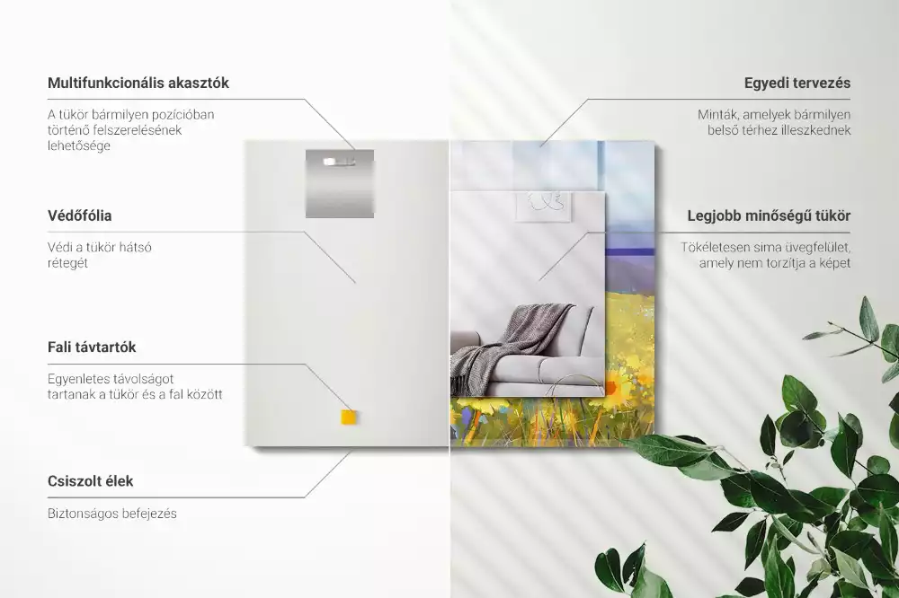 Lustro z nadrukiem prostokątne pole słonecznikowe