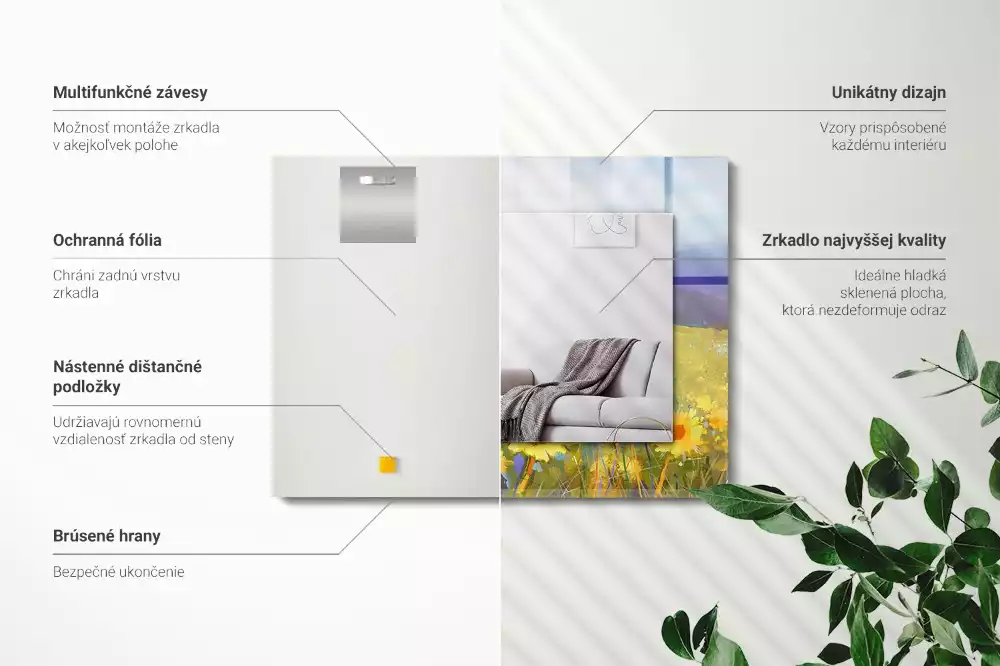 Lustro z nadrukiem prostokątne pole słonecznikowe