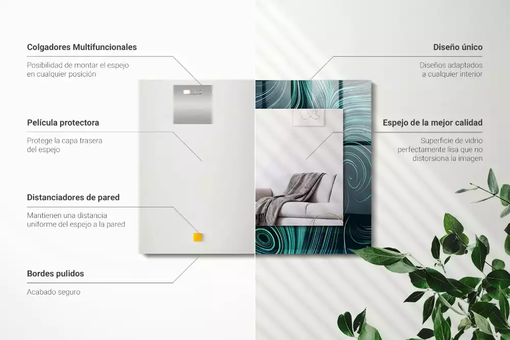 Lustro z drukowaną ramką prostokątne desenie z abstrakcyjnych linii