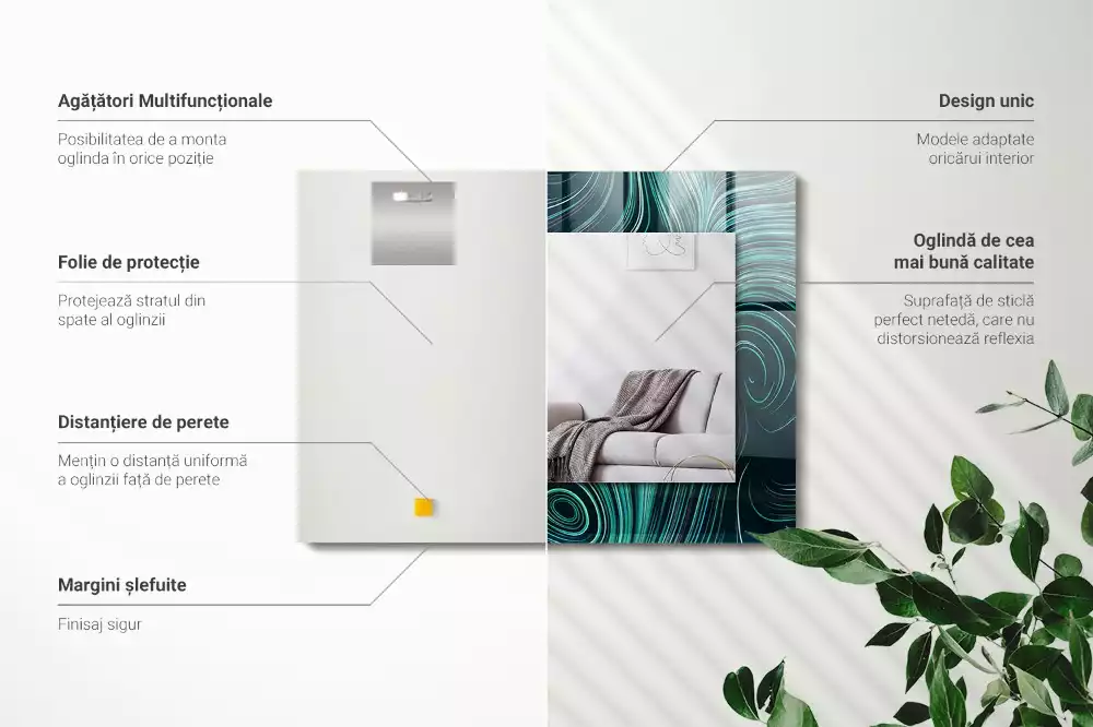 Lustro z drukowaną ramką prostokątne desenie z abstrakcyjnych linii