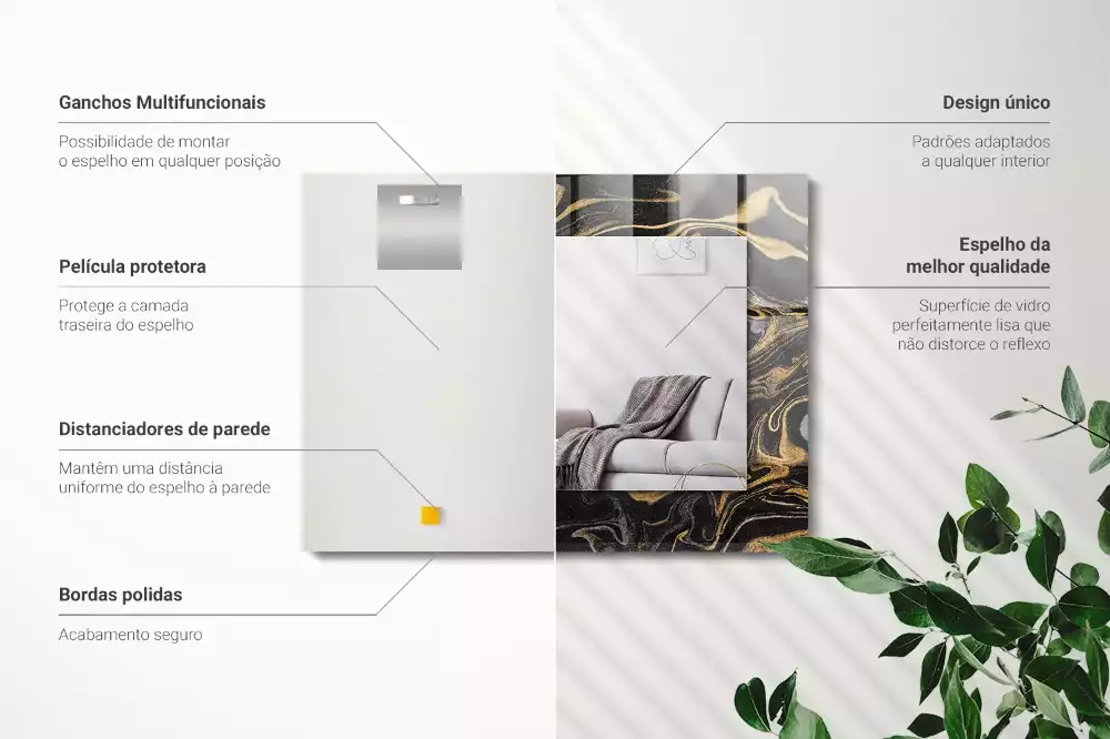 Lustro z nadrukiem prostokątne abstrakcyjny deseń marmurowy