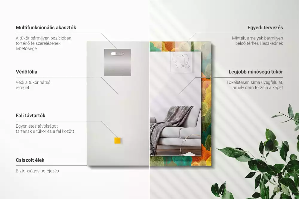 Lustro dekoracyjne prostokątne jesienne drzewa