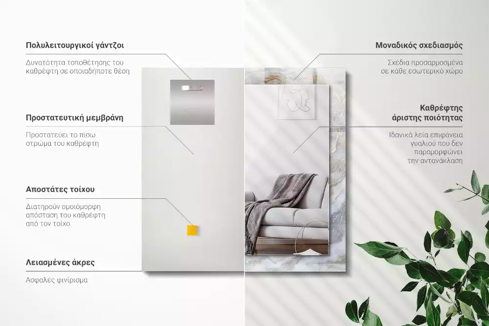 Lustro z nadrukiem prostokątne struktura motywu marmurowego