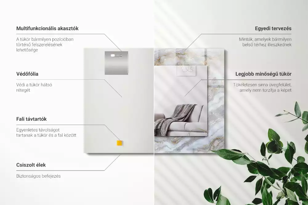 Lustro z nadrukiem prostokątne struktura motywu marmurowego