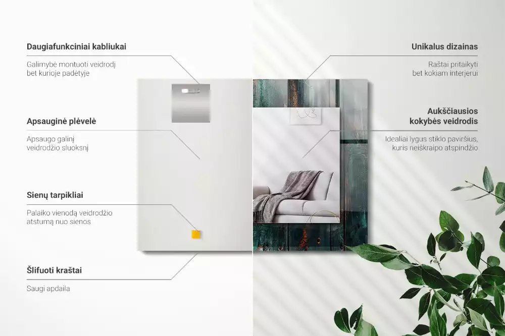Lustro dekoracyjne prostokątne zielone deski drewniane