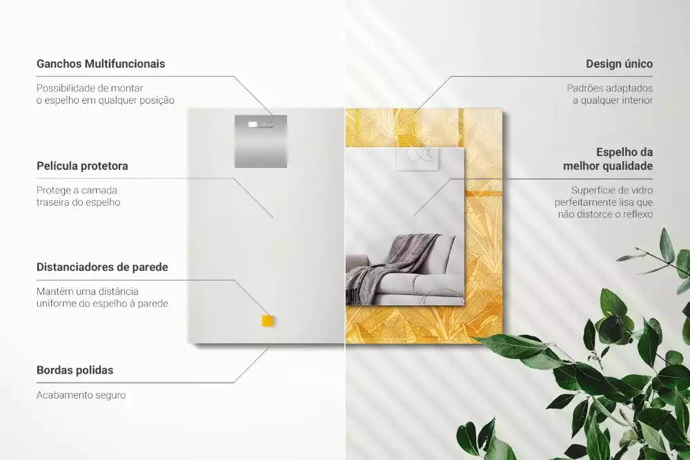 Lustro dekoracyjne prostokątne deseń w pomarańczowe liście