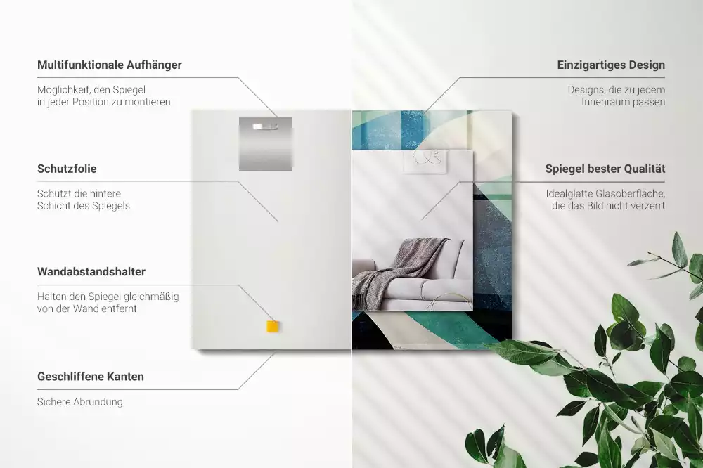 Lustro dekoracyjne prostokątne abstrakcyjne barwne desenie