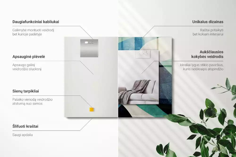Lustro dekoracyjne prostokątne abstrakcyjne barwne desenie