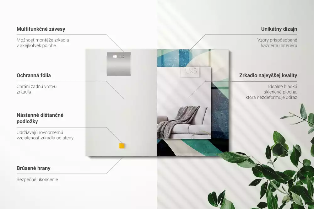 Lustro dekoracyjne prostokątne abstrakcyjne barwne desenie