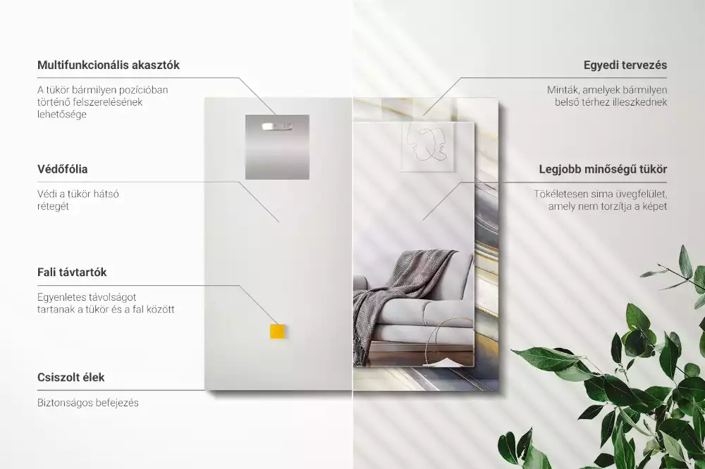 Lustro ramka z nadrukiem prostokątne abstrakcyjne fale kolorów