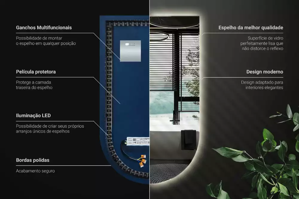 Lustro półowalne z podświetleniem
