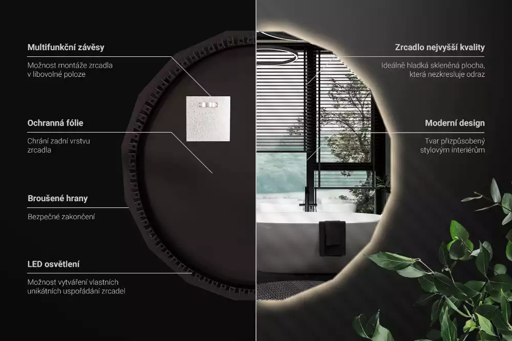Lustro geometryczne z podświetleniem LED
