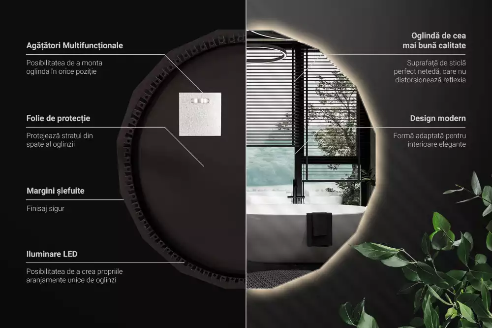 Lustro geometryczne z podświetleniem LED